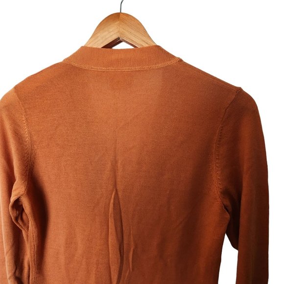 Tory Burch Boyfriend Simone Cardigan Orange 100% Wool XS Logo Buttons‎ - Picture 15 of 16